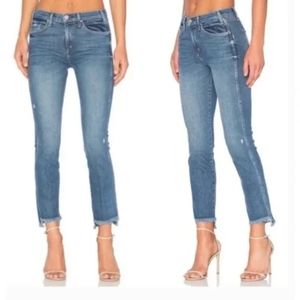McGuire Lido Step Fray Slim Fit Crop Denim Jeans Beatriz Blue Women's Size 24